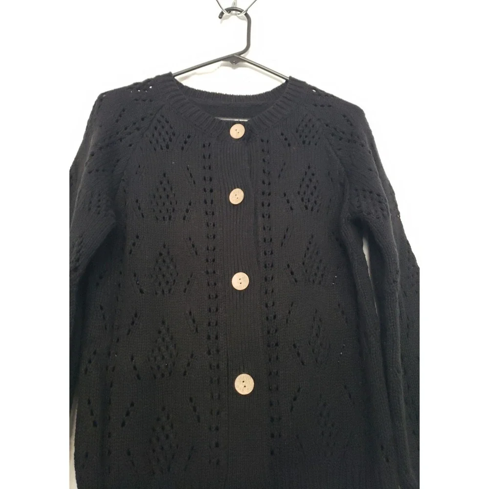 Cardigan Womans Button Front‎ Swester Size Small Black